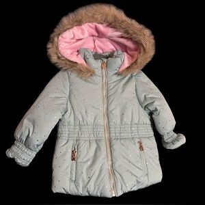 London Fog Girls Foil Dot Smock Parka Jacket Sz 25 Months New